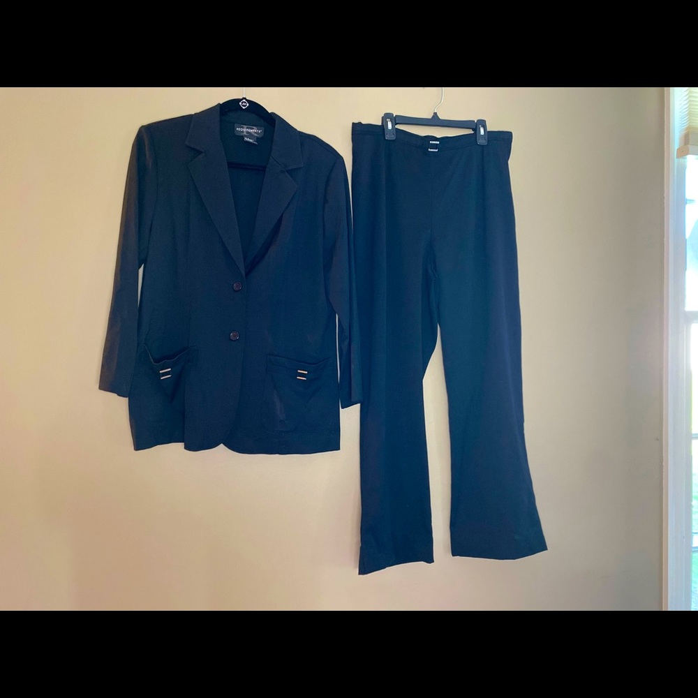 Black requirements suit. Size 8 jacket, size 12 pant